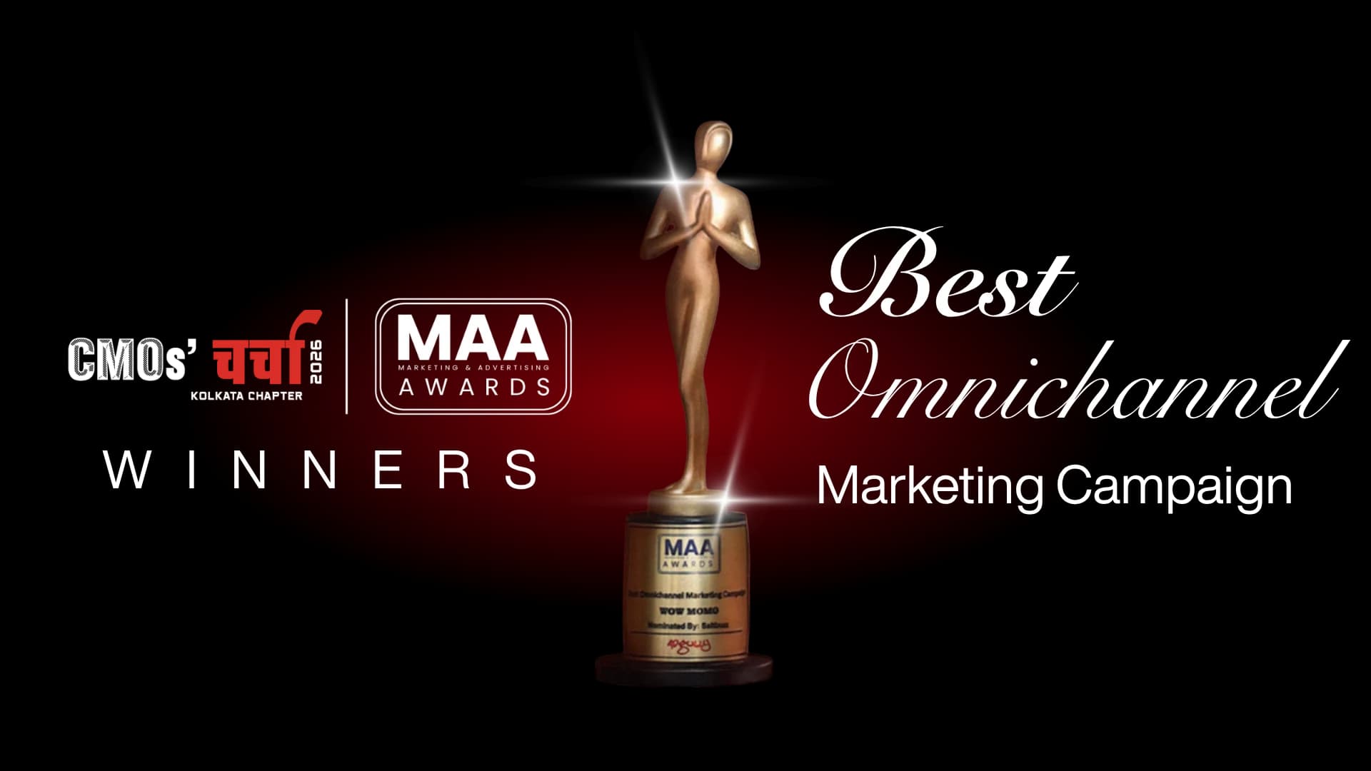 Winner of CMOs charcha 2026 MAA award trophy as Best Omnichannel Marketing Campaign